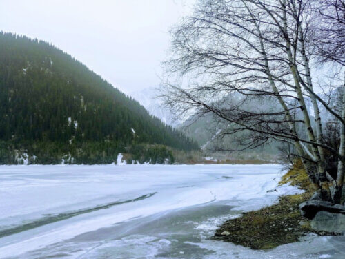 Frozen Issyk Lake
